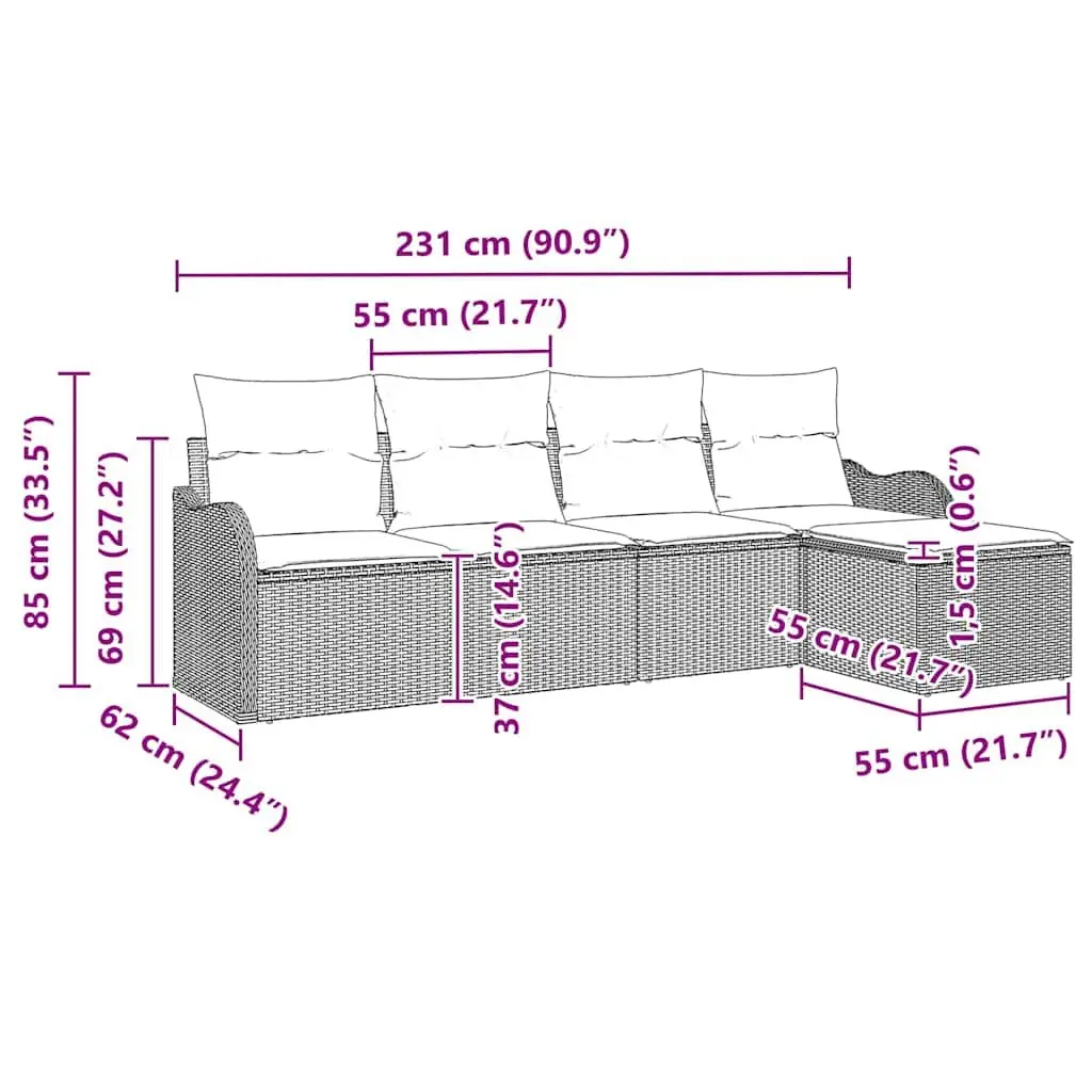 Garden Sofa Set Outdoor Furniture Modular Grey