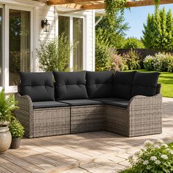 Garden Sofa Set 4 Piece Grey Outdoor Furniture Patio Lounge Seating Modular
