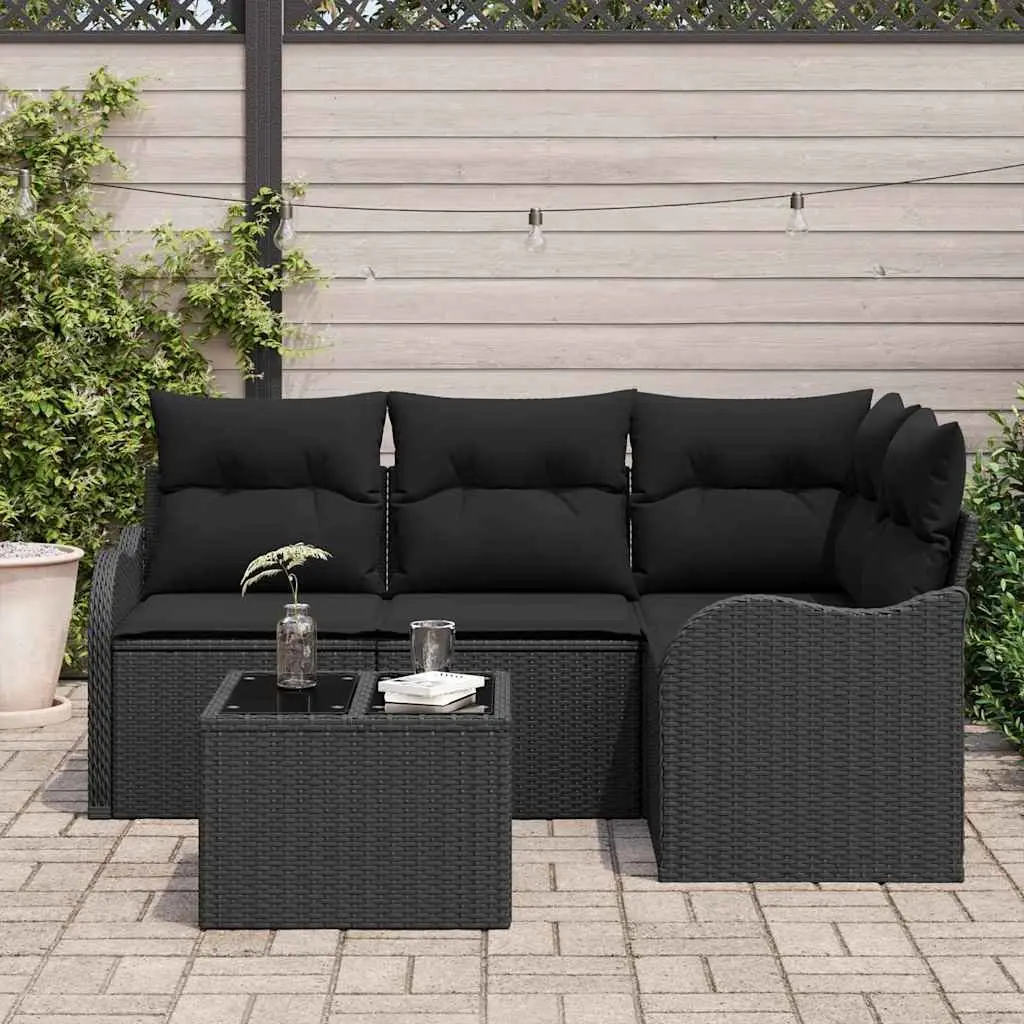 Garden Sofa Set Outdoor Furniture Modular Black Poly Rattan