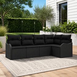 Garden Sofa Set: Black Poly Rattan Modular Seating Dimensions