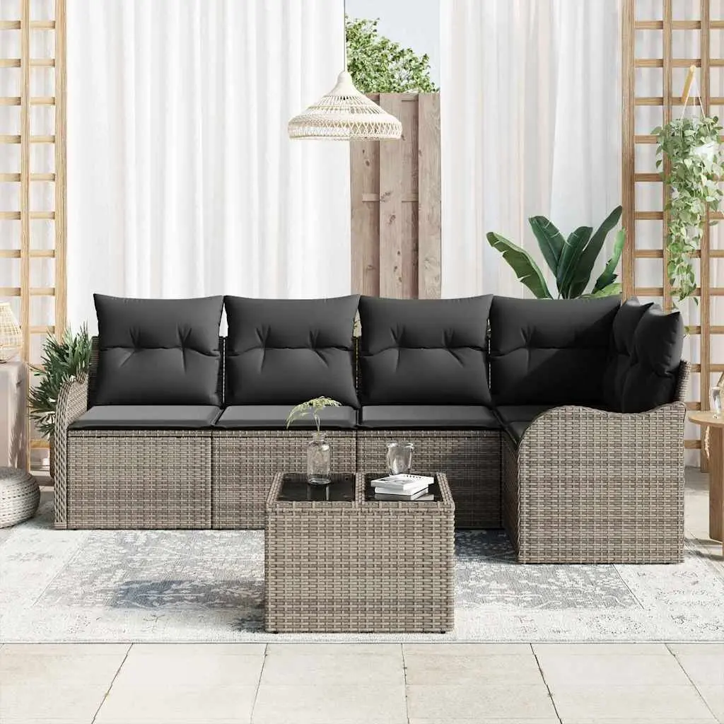 Garden Sofa Set Outdoor Furniture Modular 6 Pieces Grey
