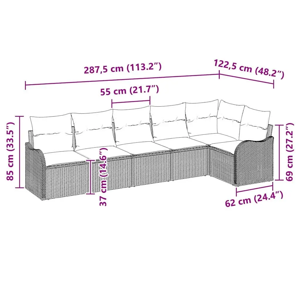 Poly Rattan Modular Garden Sofa Set with Cushions