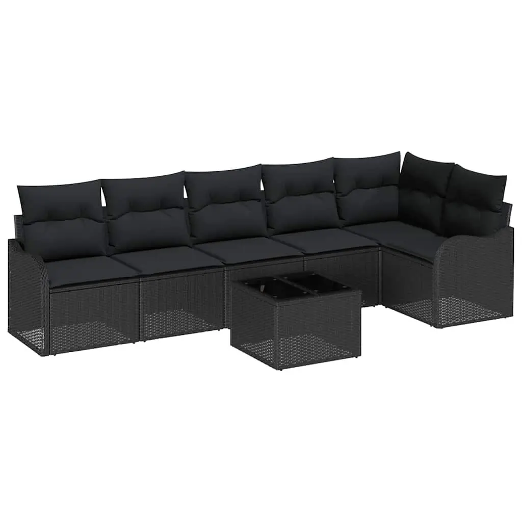 Outdoor Garden Sofa Set 7 Piece Modular Patio Furniture Black
