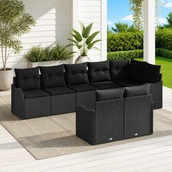 8-Piece Modular Lounge Set: Black Poly Rattan