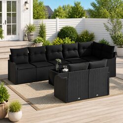 Specifications of 9-Piece Black Rattan Outdoor Sofa Set