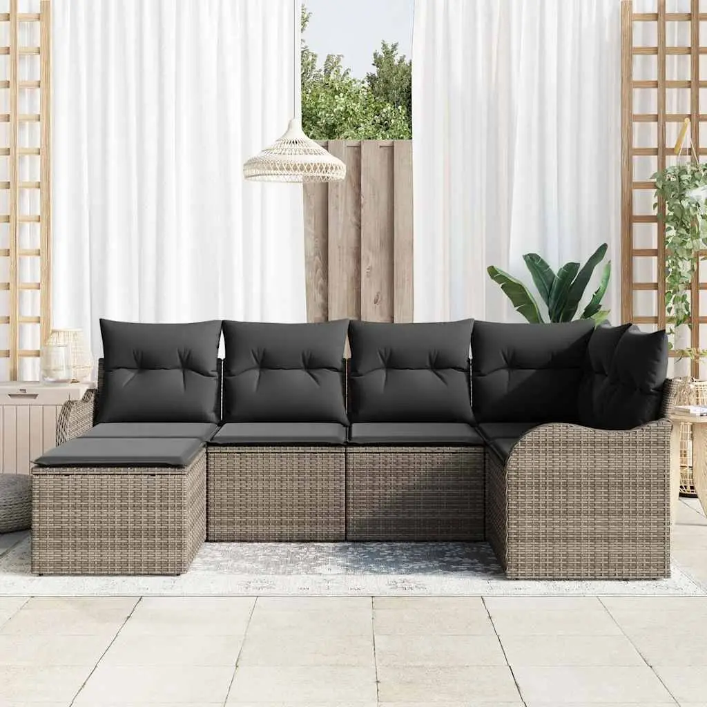 Garden Sofa Set 6 Pieces Grey Outdoor Furniture Patio Lounge Seating