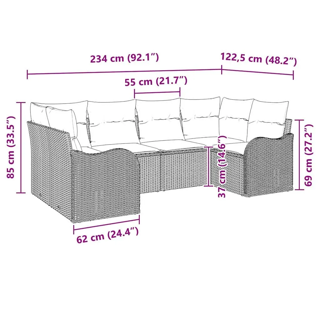 Garden Sofa Set Grey Outdoor Furniture Modular Patio Lounge Sectional