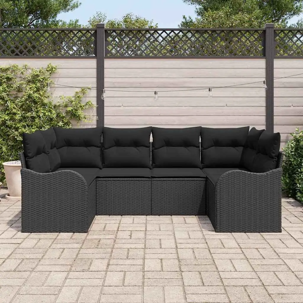 Garden Sofa Set Outdoor Patio Furniture 6 Piece Modular Black Rattan