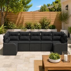 Specifications for Black Poly Rattan Garden Sofa Set