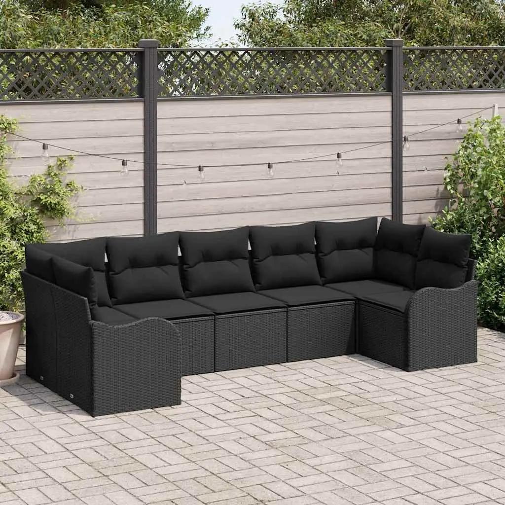 Outdoor Garden Sofa Set Modular Black Poly Rattan Furniture
