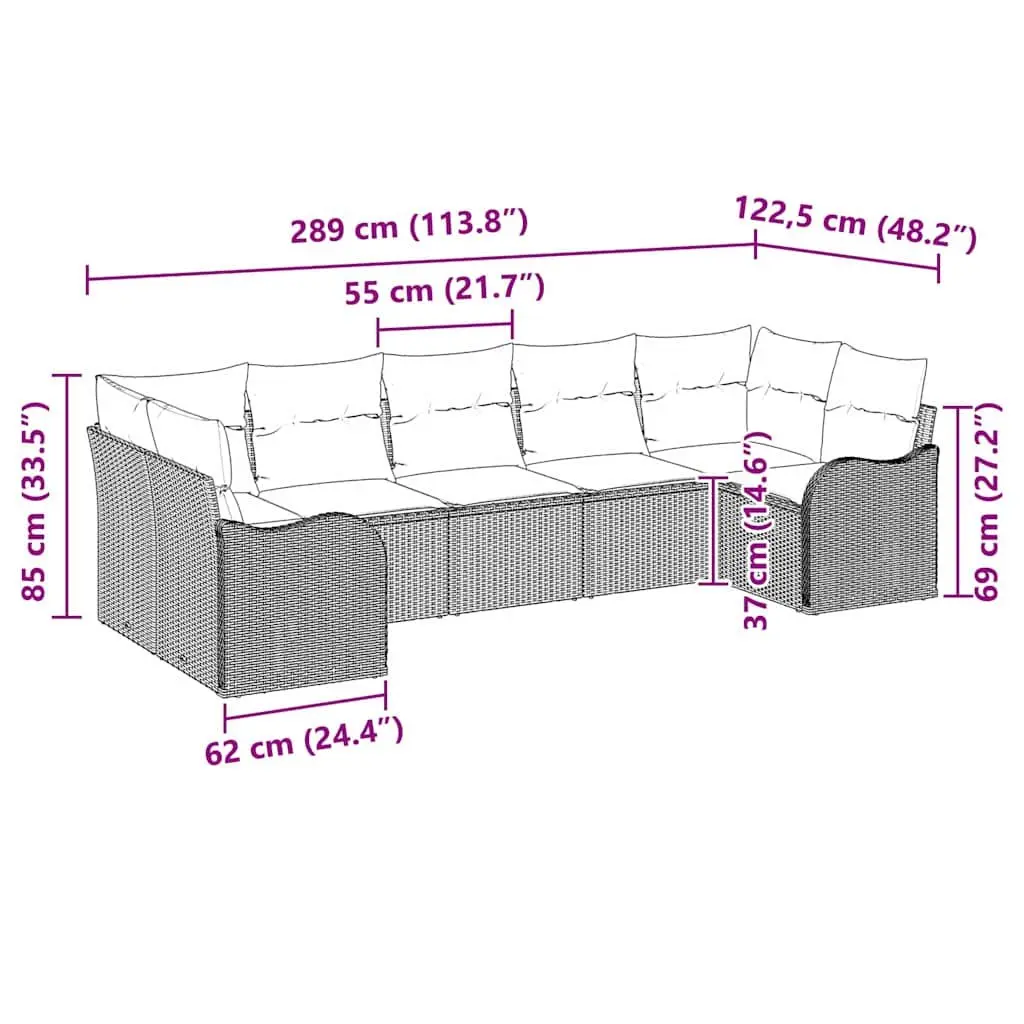 Outdoor Garden Sofa Set Modular Black Poly Rattan Furniture