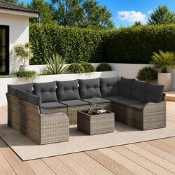 10-Piece Grey Poly Rattan Garden Sofa Set Specifications