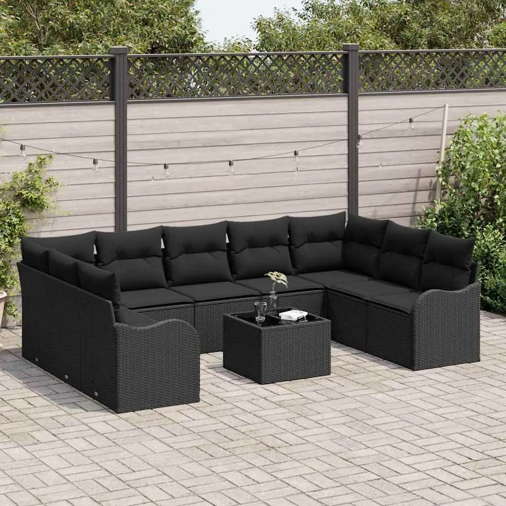 Poly Rattan Outdoor Sofa Set for Garden and Patio Relaxation Black
