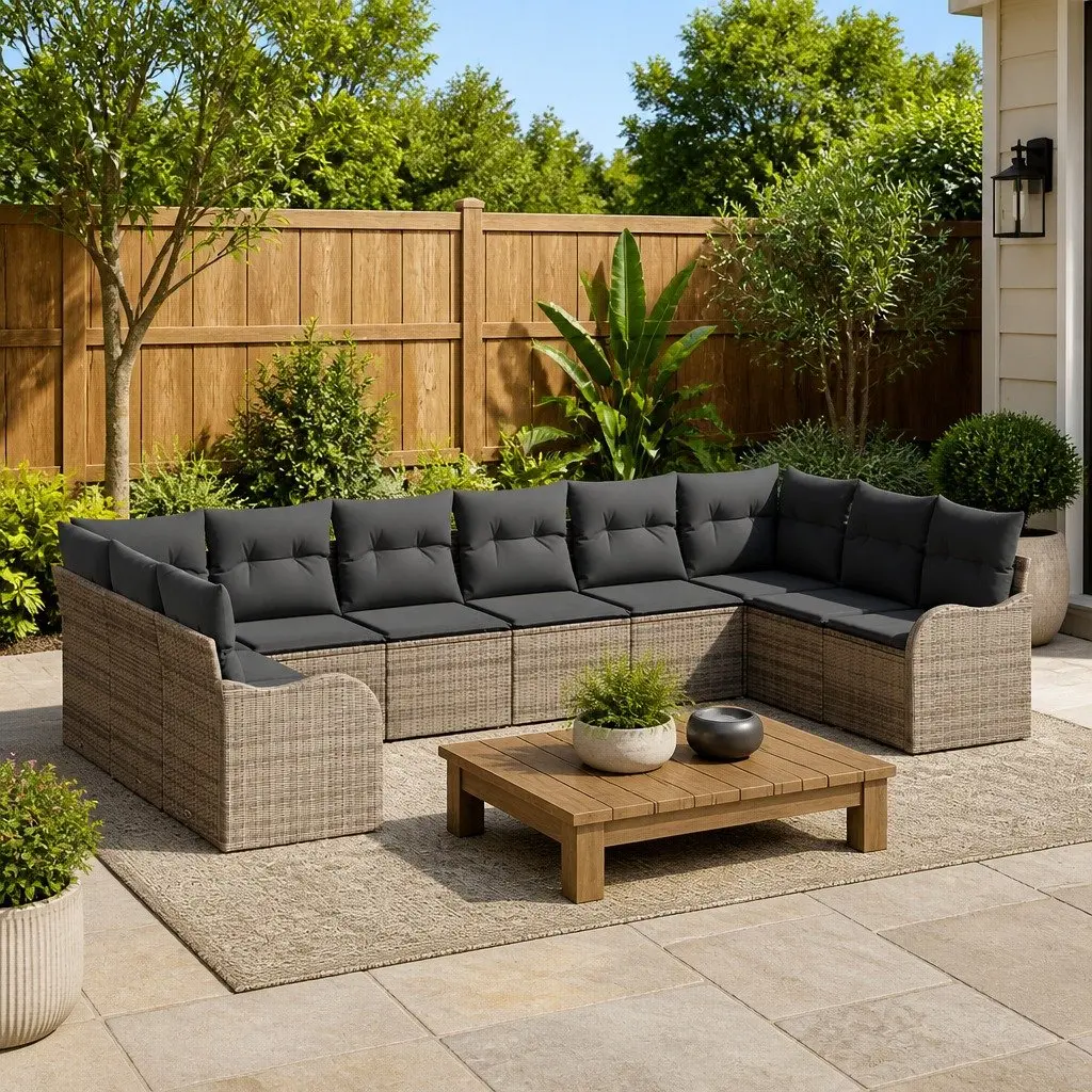 Garden Sofa Set Outdoor Furniture Grey Modular Patio Lounge Seating