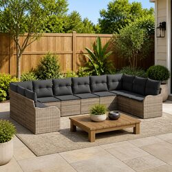 Garden Sofa Set: 344 x 177.5 x 85 cm Grey Modular Seating