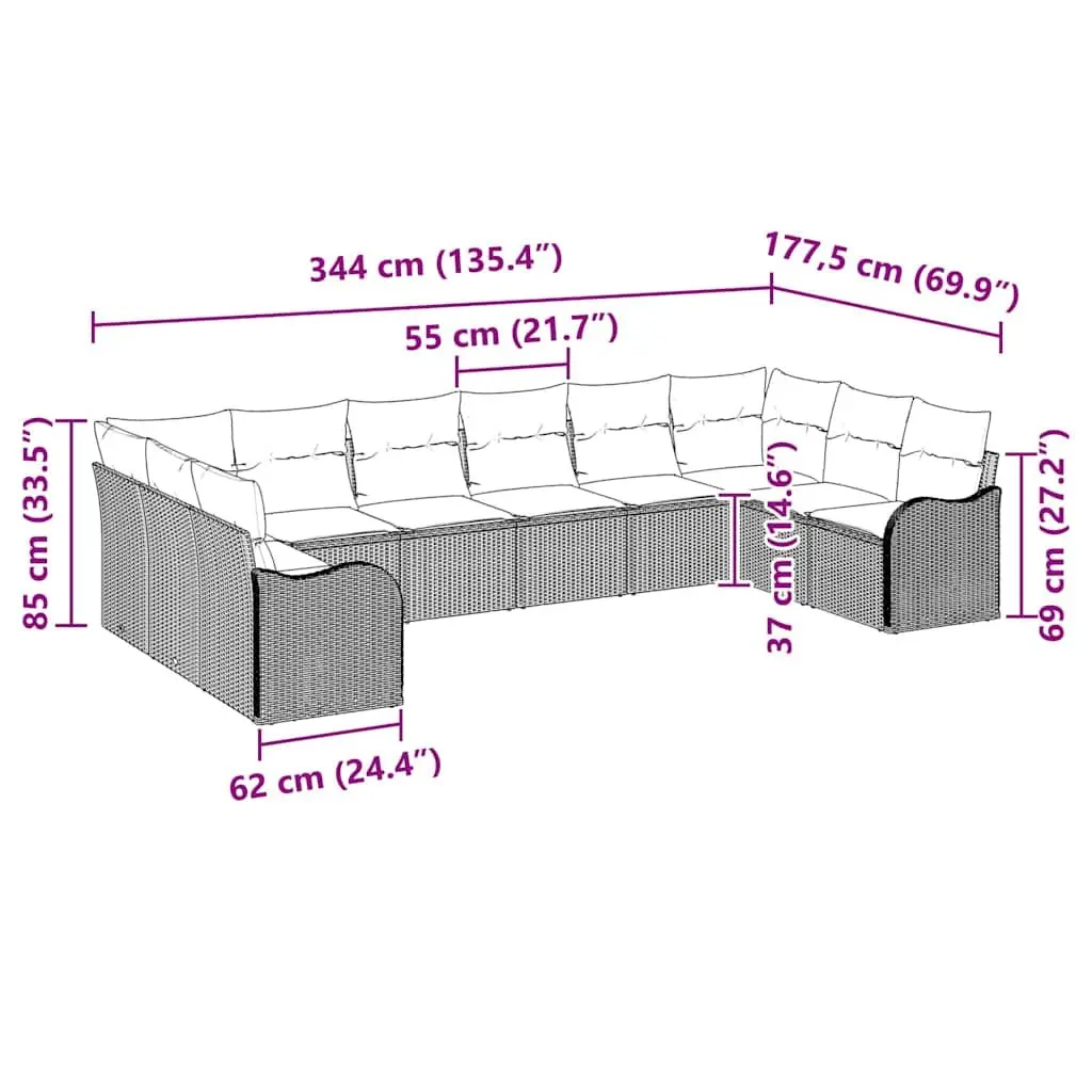 Garden Sofa Set Outdoor Furniture Grey Modular Patio Lounge Seating