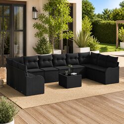 Garden Sofa Set: Dimensions 55 x 55 x 37 cm, Black Color