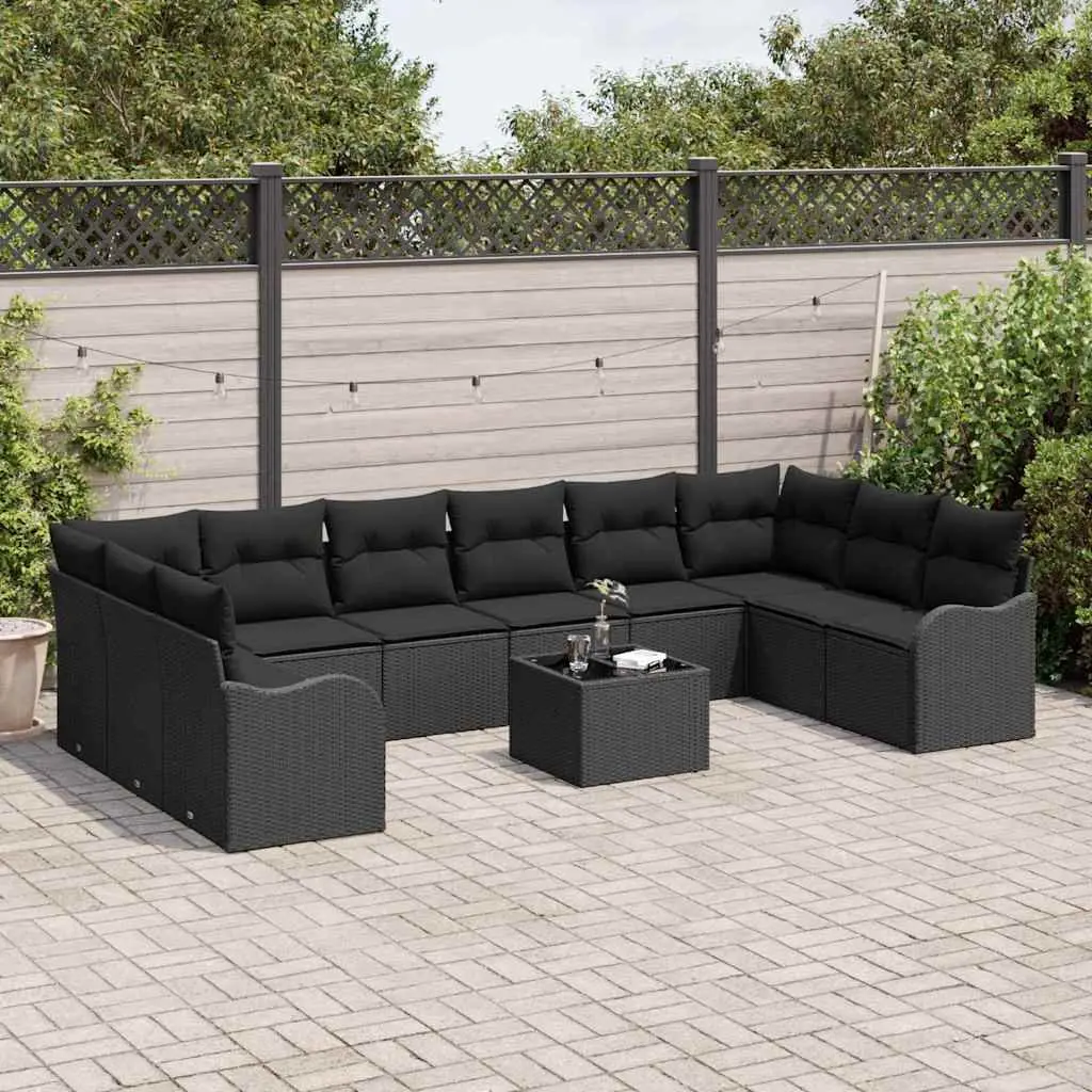 Garden Sofa Set Outdoor Living Modular Black Poly Rattan Patio Lounge Seating