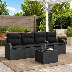 Black Modular Outdoor Sofa Set: Specs and Features