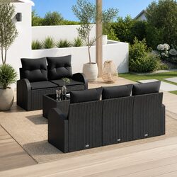 Black Poly Rattan Sofa Set: Dimensions and Features Overview