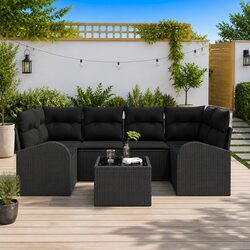 Black Modular Garden Sofa Set Specifications - 55x55x37 cm