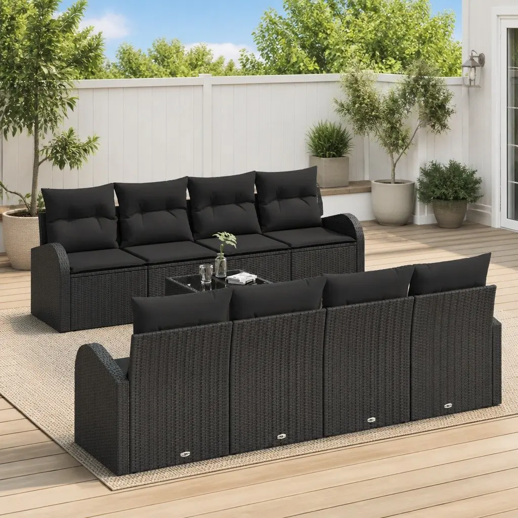 Outdoor Garden Sofa Set Modular Patio Furniture Black 55 x 55 x 37 cm