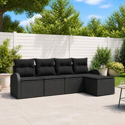 5-Piece Outdoor Black Sofa Set with Modular Design