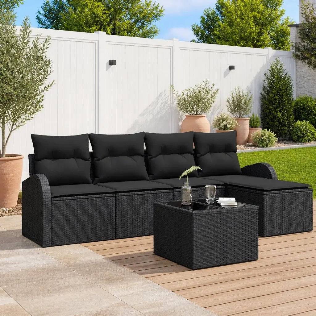 Garden Sofa Set 6 Piece Outdoor Furniture Patio Lounge Modular Black Rattan