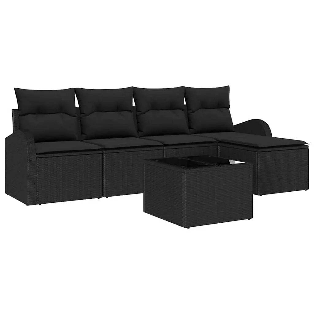 Garden Sofa Set 6 Piece Outdoor Furniture Patio Lounge Modular Black Rattan