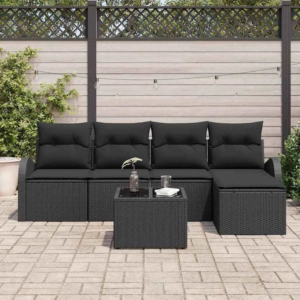 Garden Sofa Set 6 Piece Outdoor Furniture Patio Lounge Modular Black Rattan