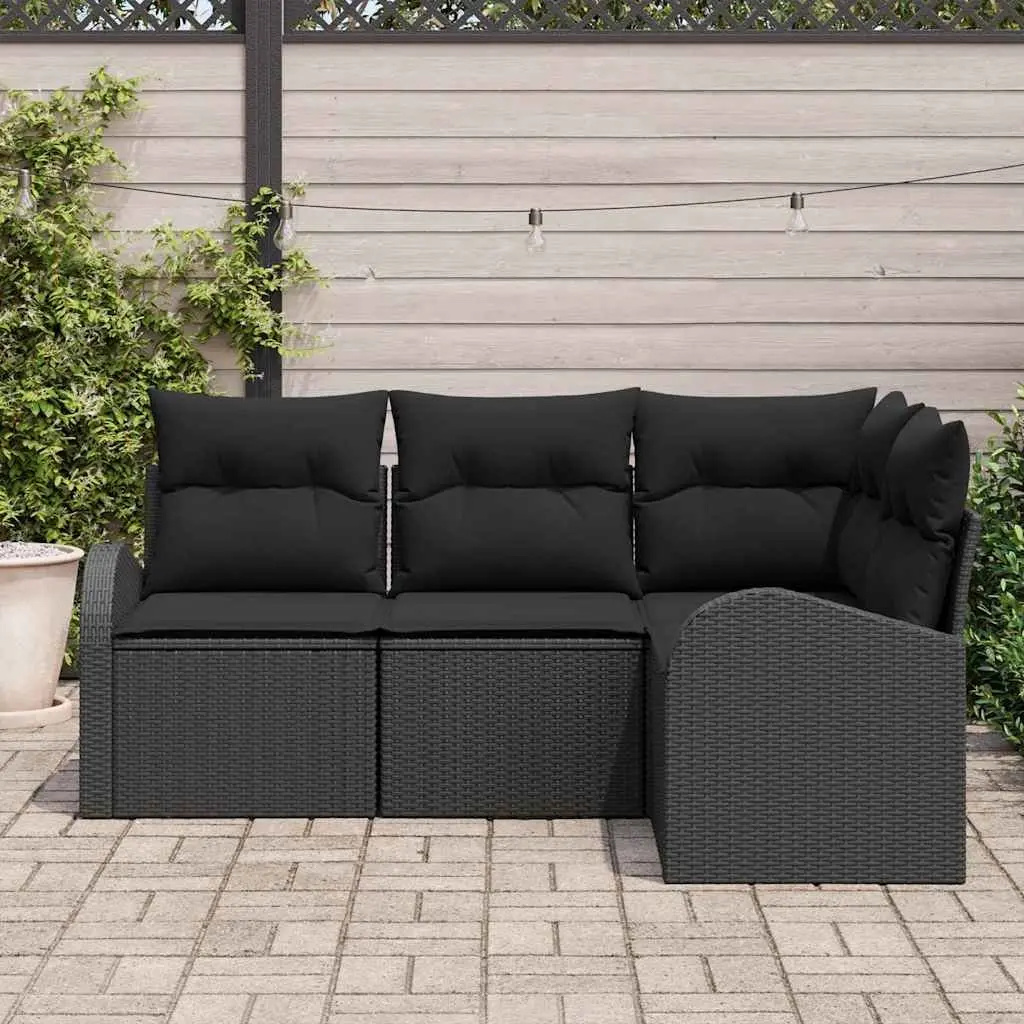 Black Poly Rattan Garden Sofa Set