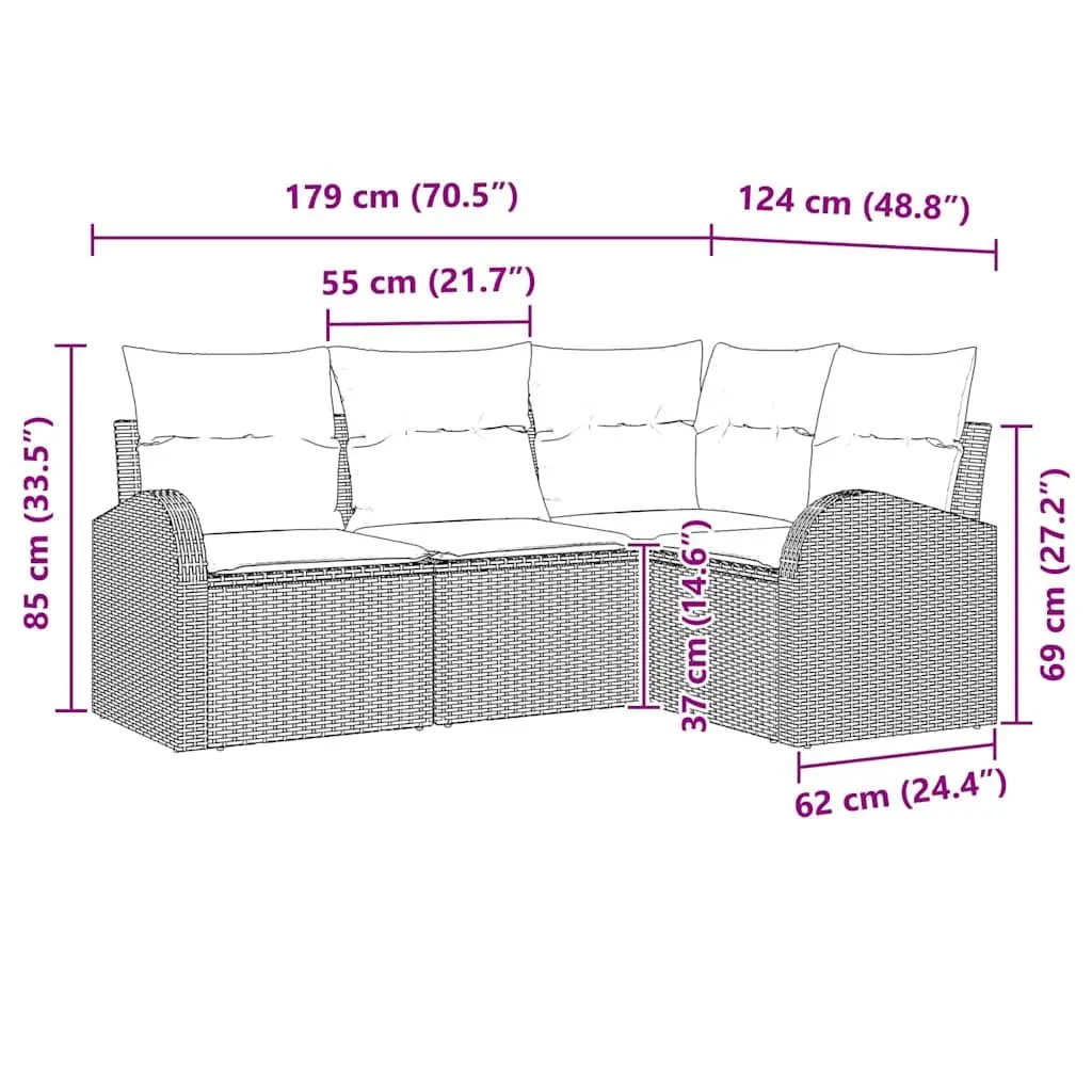Black Poly Rattan Garden Sofa Set