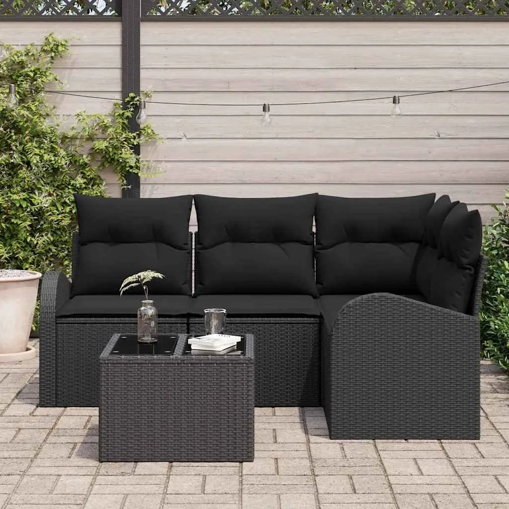 5-Piece Black Garden Sofa Set