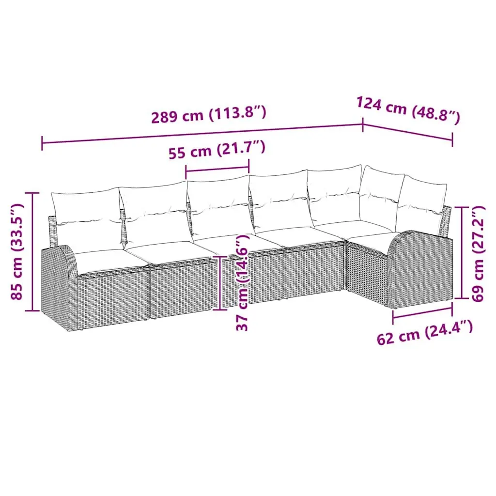 Black 6-Piece Garden Sofa Set