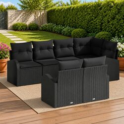 Garden Sofa Set Specifications: Black Modular Rattan Design