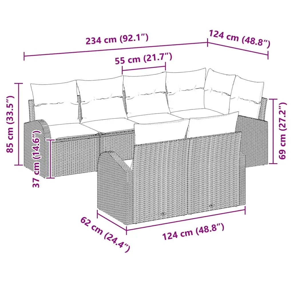 Garden Sofa Set Black Modular Outdoor Furniture Rattan Patio Lounge Sectional