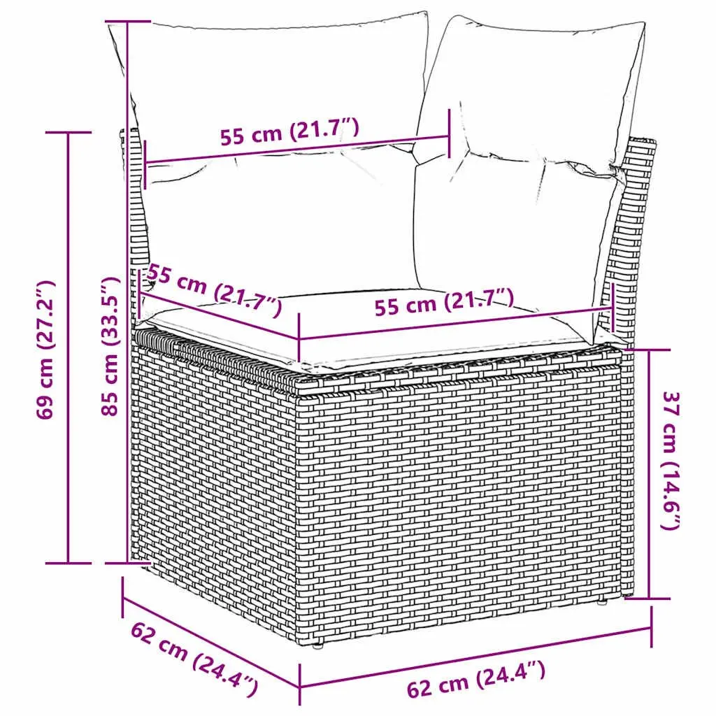 Garden Sofa Set Black Modular Outdoor Furniture Rattan Patio Lounge Sectional