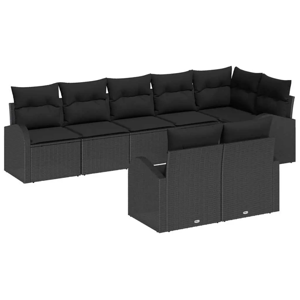 Outdoor Garden Sofa Set 8 Pieces Poly Rattan Modular Seating Black
