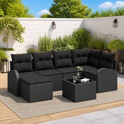 Specifications of 7pc Black Poly Rattan Modular Sofa Set