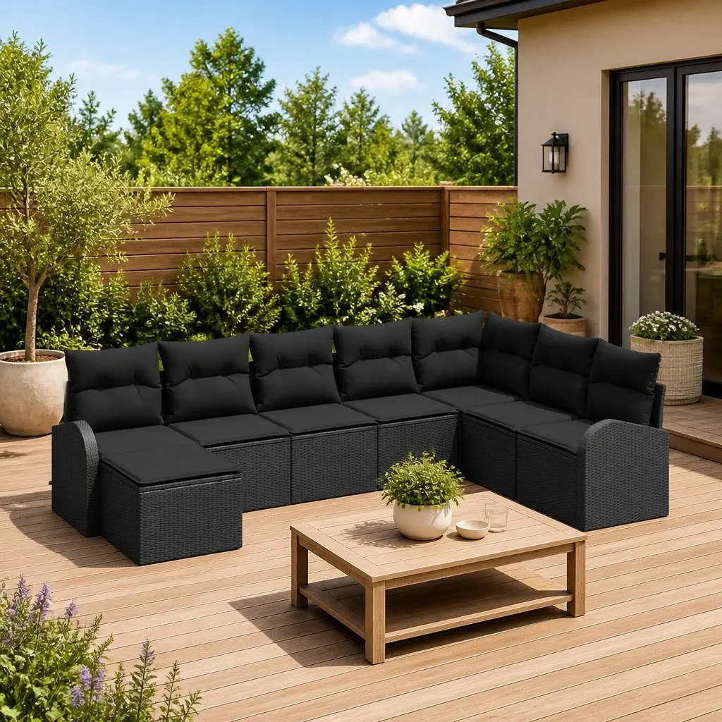 8-Piece Garden Sofa Set in Black