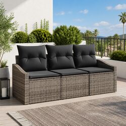 Specifications for 3-Pc Grey Poly Rattan Sofa Set