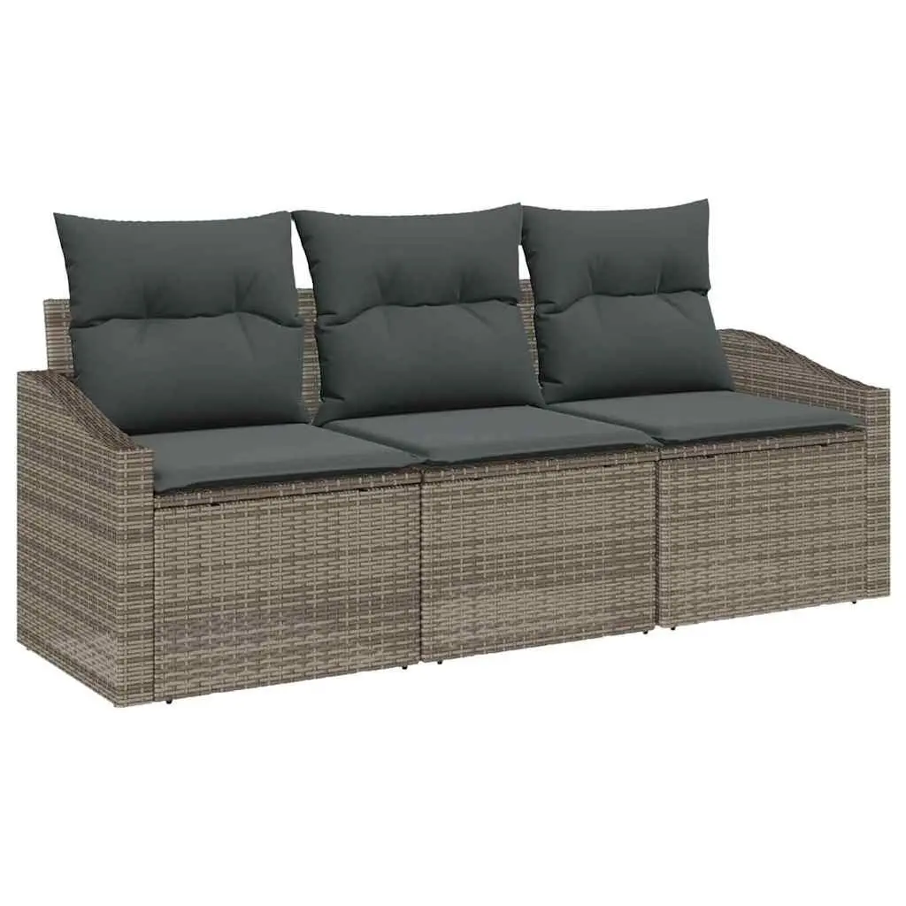 3-Pc Grey Poly Rattan Sofa Set