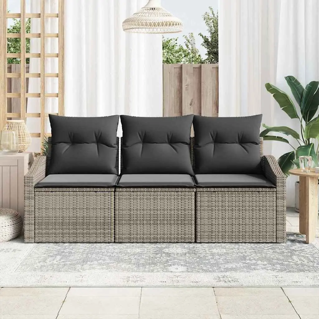 3-Pc Grey Poly Rattan Sofa Set