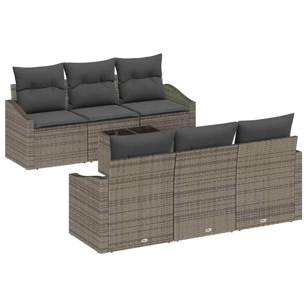7 Piece Garden Furniture Sofa Set for Outdoor Use with Cushions and Adjustable Storage Table in Grey
