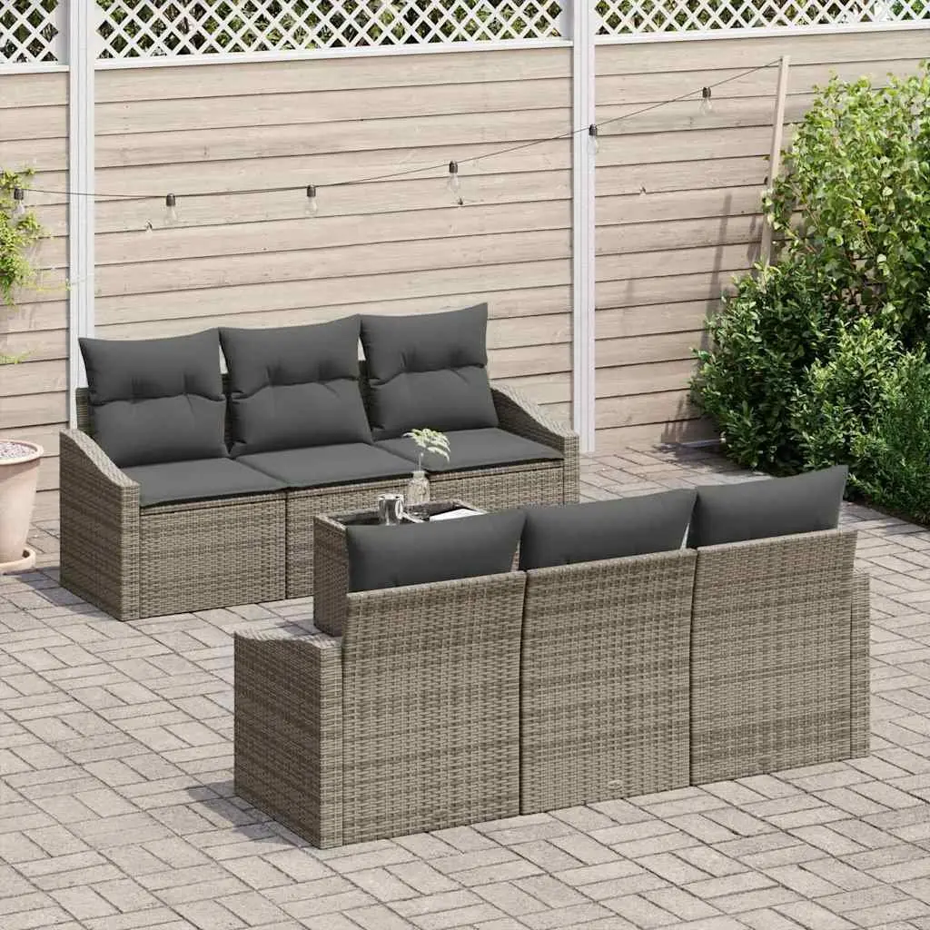 7 Piece Garden Furniture Sofa Set for Outdoor Use with Cushions and Adjustable Storage Table in Grey