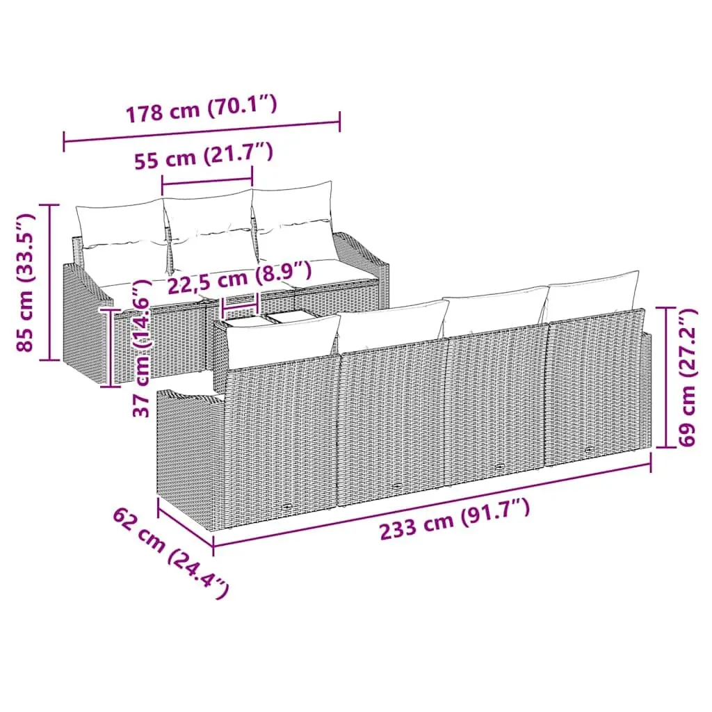 8-Piece Outdoor Modular Sofa Set