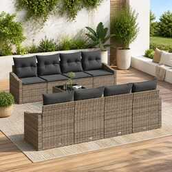 Specifications of 9-Piece Outdoor Sofa Set in Grey Poly Rattan