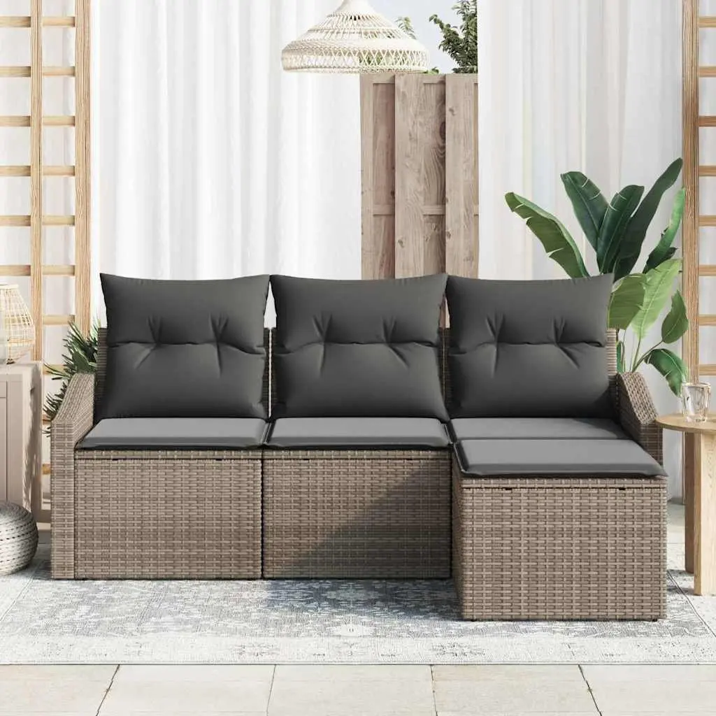 4-Piece Grey Outdoor Sofa Set with Table