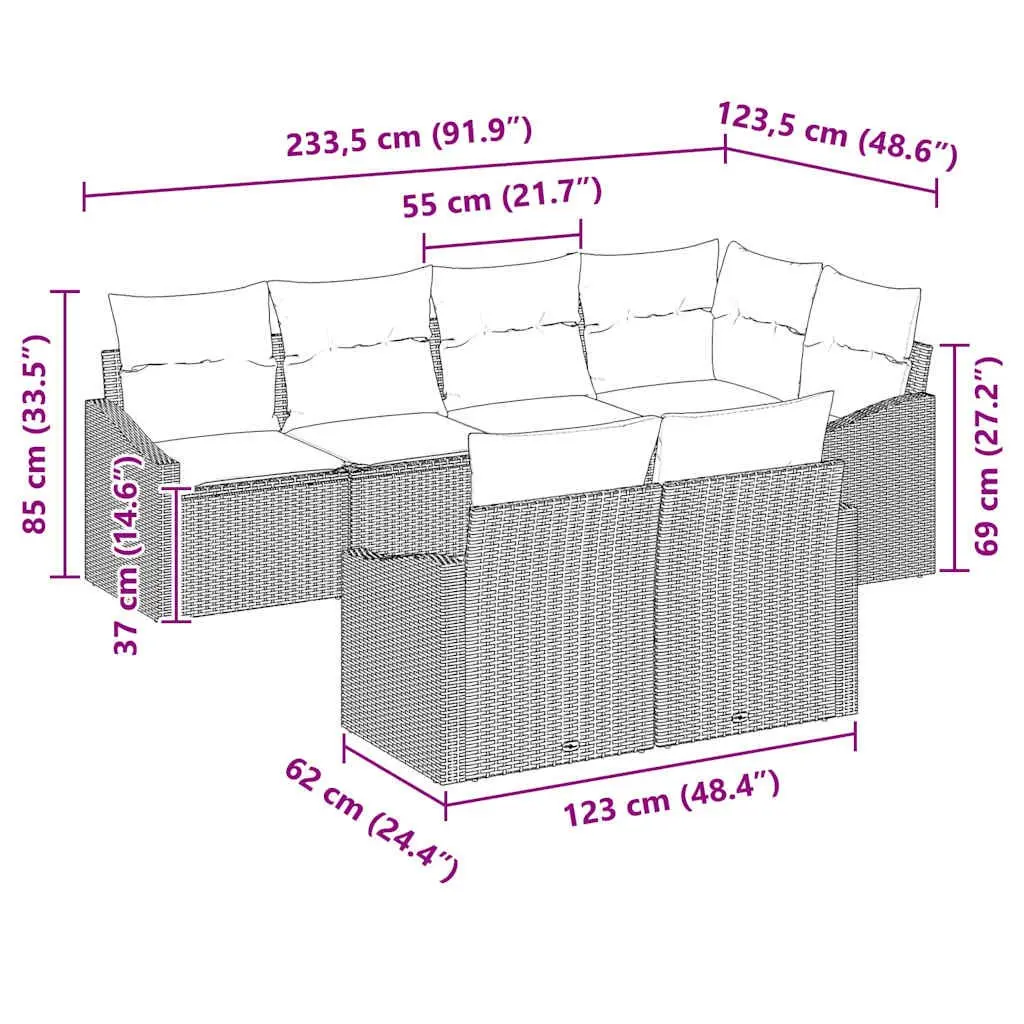 7 Piece Outdoor Modular Sofa Set