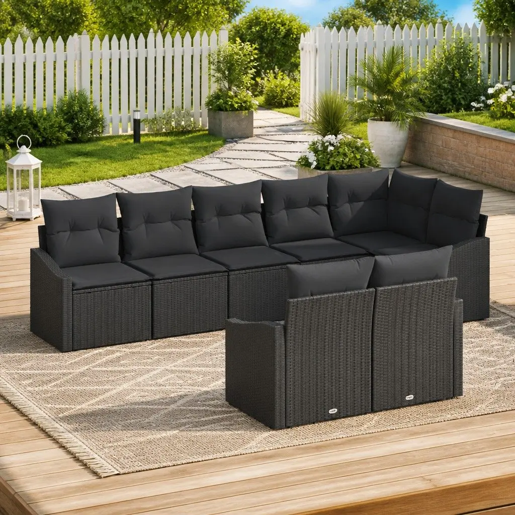 8-Piece Outdoor Sofa Set with Adjustable Table